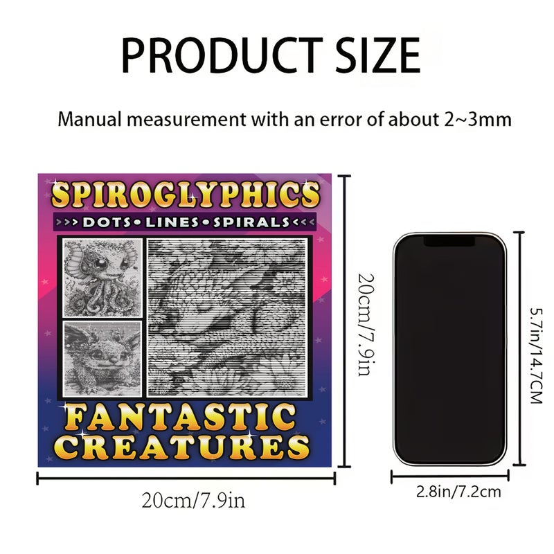 Mysterious Point Spirals And Line Arrays Fantasy Creature Coloring Book With 21 Puzzles 3D Monochrome Coloring Pages Stress Relief For Adults NI052 - Image 2