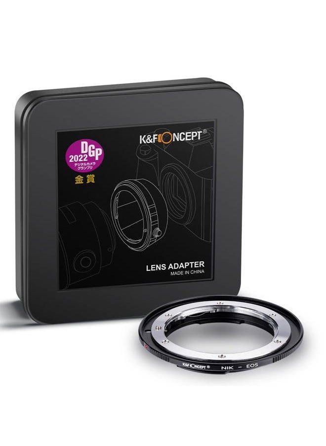 K&F Concept Lens Mount Adapter Compatible for Nikon Nikkor F/AF AI AI-S Lens to Canon EOS EF EF-S Mount Cameras  - Image 1