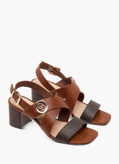 Celeste Women's Monogram Print Sandals with Block Heels  - Image 1