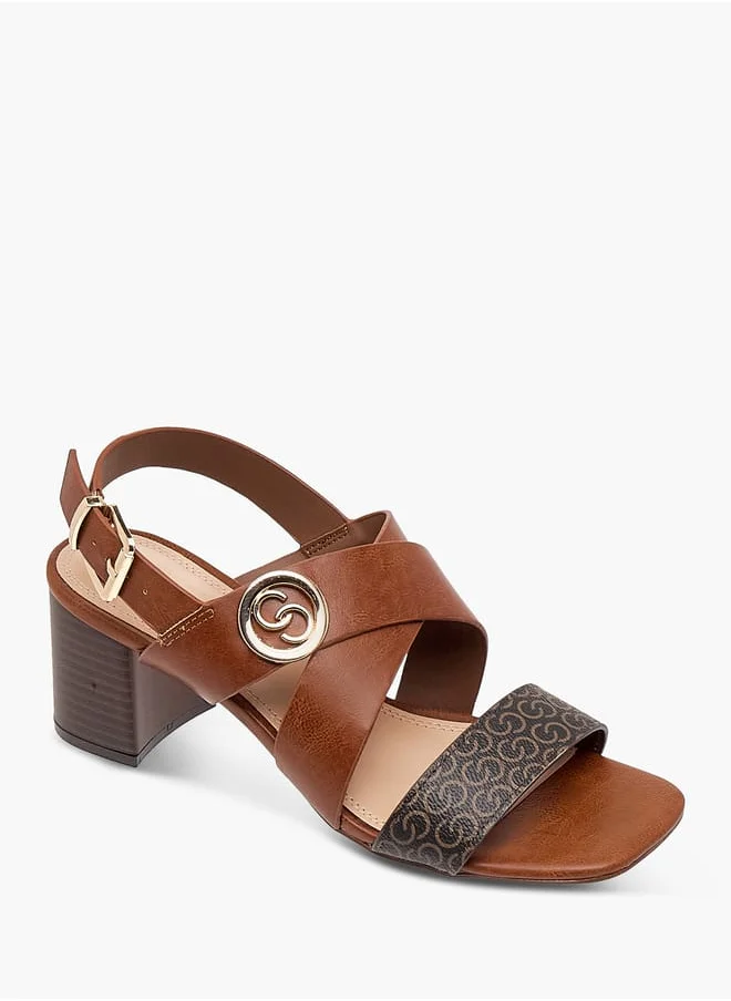 سيليست Women's Monogram Print Sandals with Block Heels