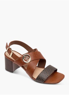 Celeste Women's Monogram Print Sandals with Block Heels  - Image 2