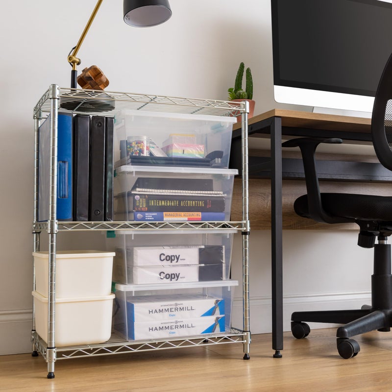 IRIS USA 12 Qt. Plastic Storage Bins Containers with Lids, 4 Pack, Sensory Bin, Craft Storage, Craft Organizers and Storage, Organizing Container for Home, Office and School Supplies, Stackable, Clear - Image 2