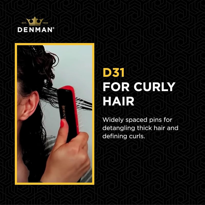 Denman Classic Styling Brush with Free Flow Wide Spaced Pins for Curly Hair - Image 3