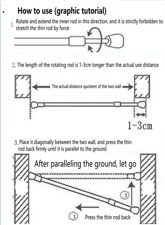 ناروت قضيب ستارة، قضيب شد زنبركي تلسكوبي، قضيب ستارة قابل للتعديل لأدوات خزانة الملابس (قطر 25-40، قضيب رفيع 1.3 سم) - Image 2