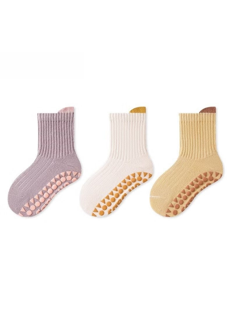 Newborn Anti-slip Glue Loose-top Socks Baby Floor Socks 3 Pairs - Image 1