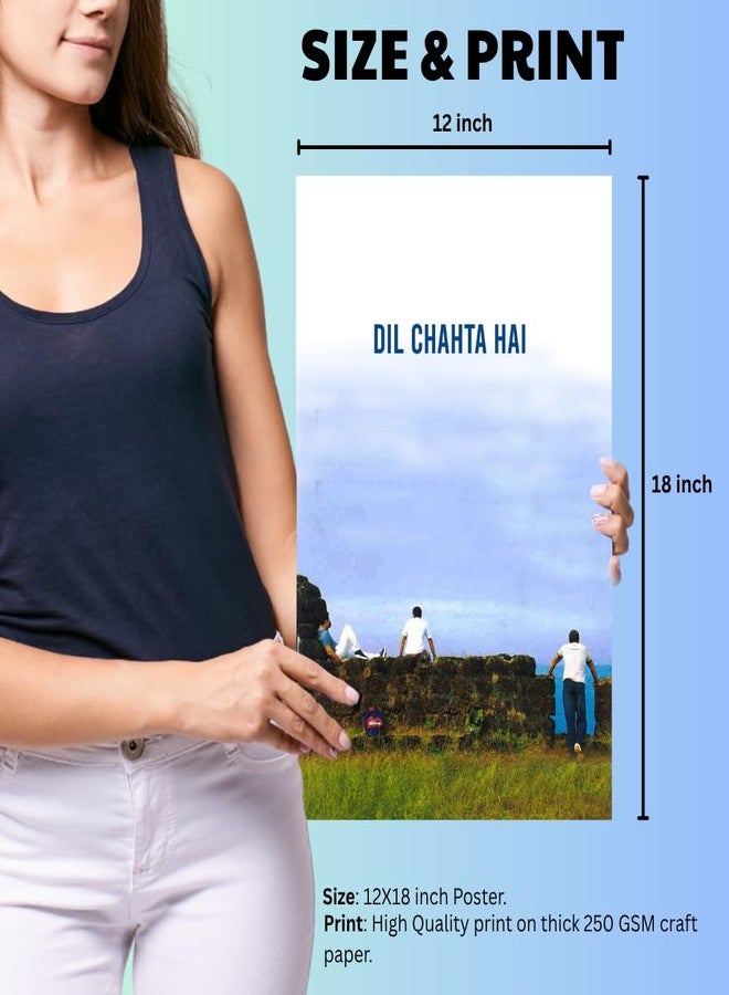 GRAY WALL Good Hope - Dil Chata Hai Movie Poster, Dil Chahta Hai Poster - Iconic Bollywood Friendship Scene Wall decor wall decorate room decoration multicolour, Print, 12 inch x 18 inch. - Image 4