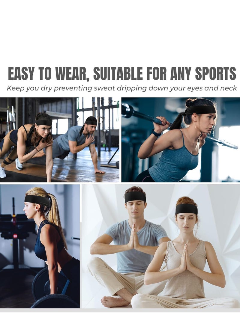 Loquat 4 Pcs Tennis Headband Head Tie Tennis Bandana Elastic Sports Sweatband Stretchy Headbands Adjustable Non-Slip Headband for Women Men Running Athletic Exercise Workout - Image 5