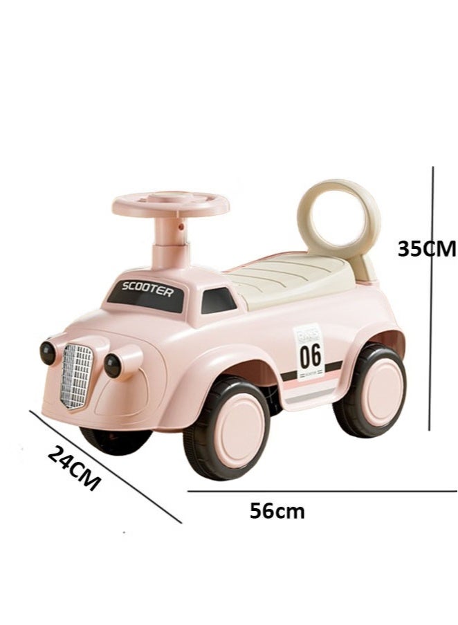 Baby Ride on Car for Kids With Push Handle And Musical Steering Lights Music Backrest & Storage Space Wheel for Boys & Girls Cool Baby for Kids Toddlers 1 to 3 Years Boys Girls Perfect Birthday Gift for Boys & Girls Cool Baby Pink  - Image 2