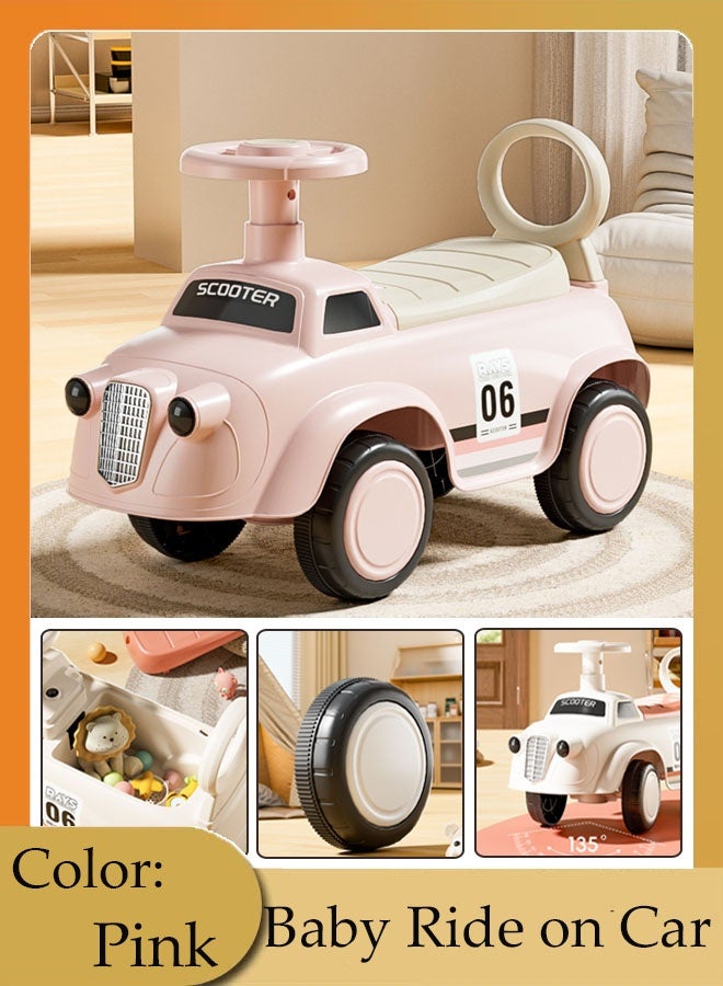 Baby Ride on Car for Kids With Push Handle And Musical Steering Lights Music Backrest & Storage Space Wheel for Boys & Girls Cool Baby for Kids Toddlers 1 to 3 Years Boys Girls Perfect Birthday Gift for Boys & Girls Cool Baby Pink  - Image 1