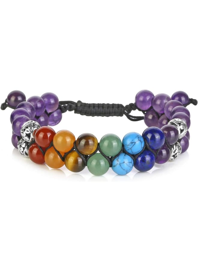 Top Plaza Bead Chakra Bracelet 7 Chakras Healing Crystals Bracelet Yoga Stone Beads Bracelets Meditation Relax Anxiety Bangle for Womens Mens, 8.5 inches, Stone  - Image 1