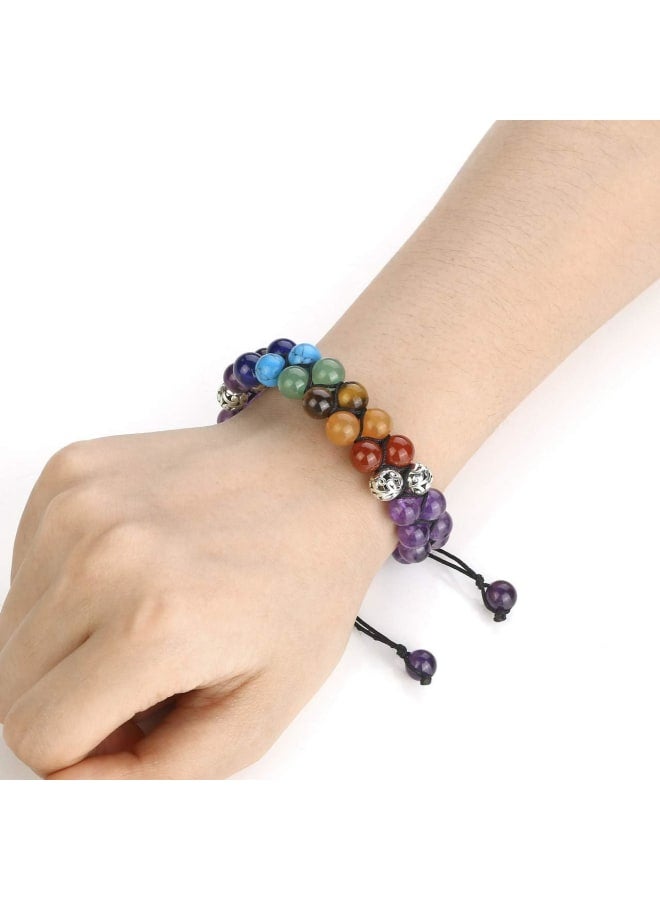Top Plaza Bead Chakra Bracelet 7 Chakras Healing Crystals Bracelet Yoga Stone Beads Bracelets Meditation Relax Anxiety Bangle for Womens Mens, 8.5 inches, Stone  - Image 2