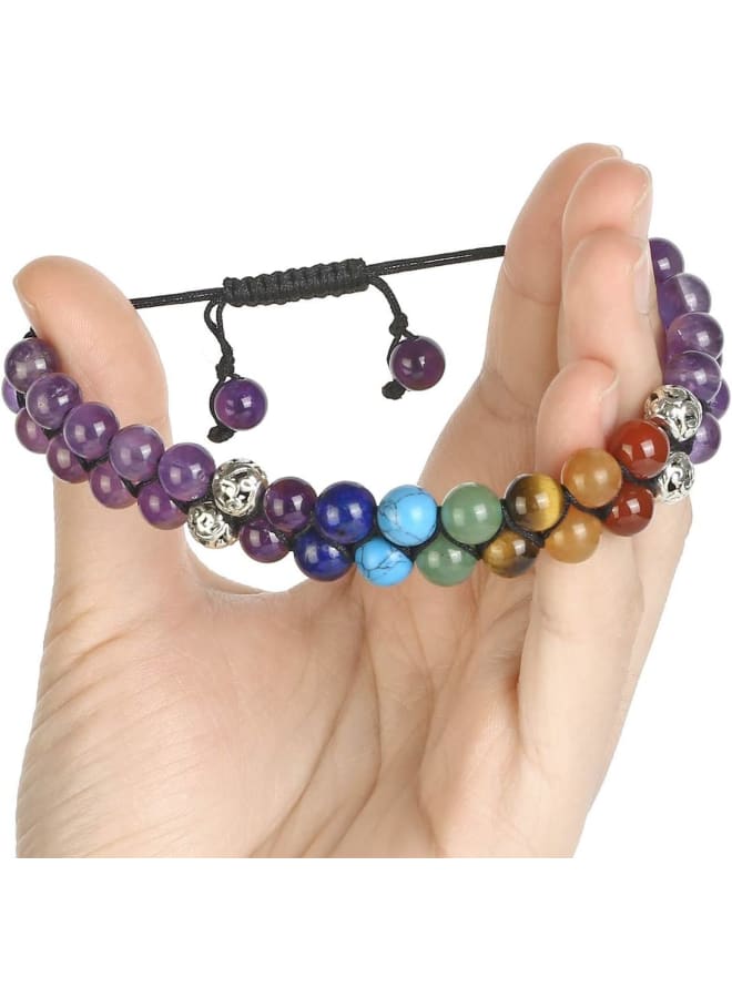 Top Plaza Bead Chakra Bracelet 7 Chakras Healing Crystals Bracelet Yoga Stone Beads Bracelets Meditation Relax Anxiety Bangle for Womens Mens, 8.5 inches, Stone  - Image 3