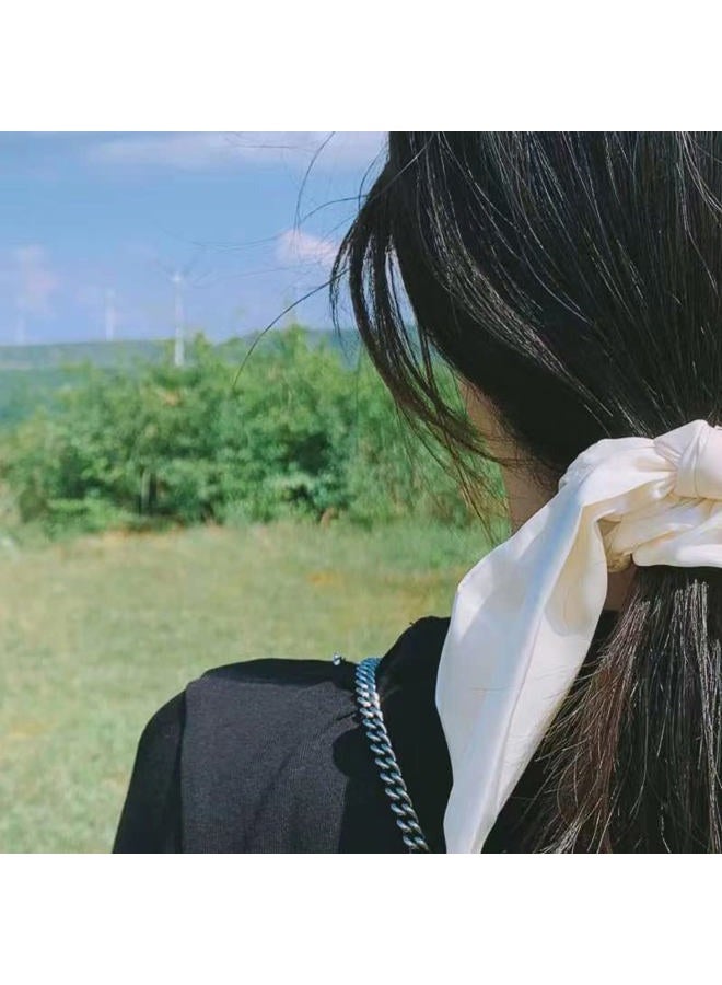 Guqqeuc Chiffon Scrunchies with Knotted Ribbon Tails - Ponytail Holders for Women and Girls, 3 Pcs - Image 2