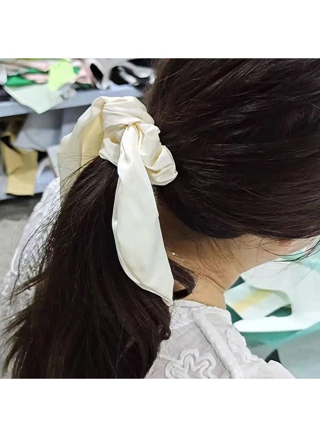 Guqqeuc Chiffon Scrunchies with Knotted Ribbon Tails - Ponytail Holders for Women and Girls, 3 Pcs - Image 3