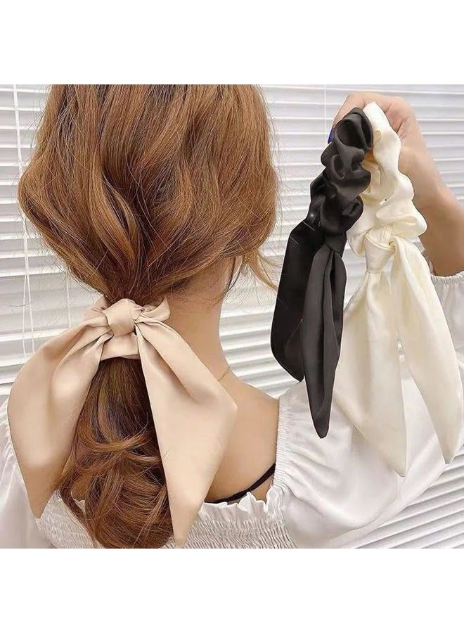 Guqqeuc Chiffon Scrunchies with Knotted Ribbon Tails - Ponytail Holders for Women and Girls, 3 Pcs - Image 4