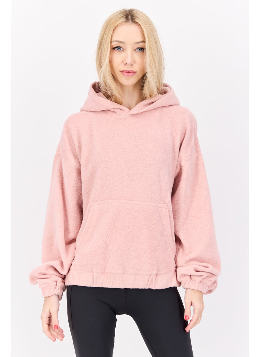 NIA Women Hooded Long Sleeves Textured Sweatshirt, Light Pink  - Image 1