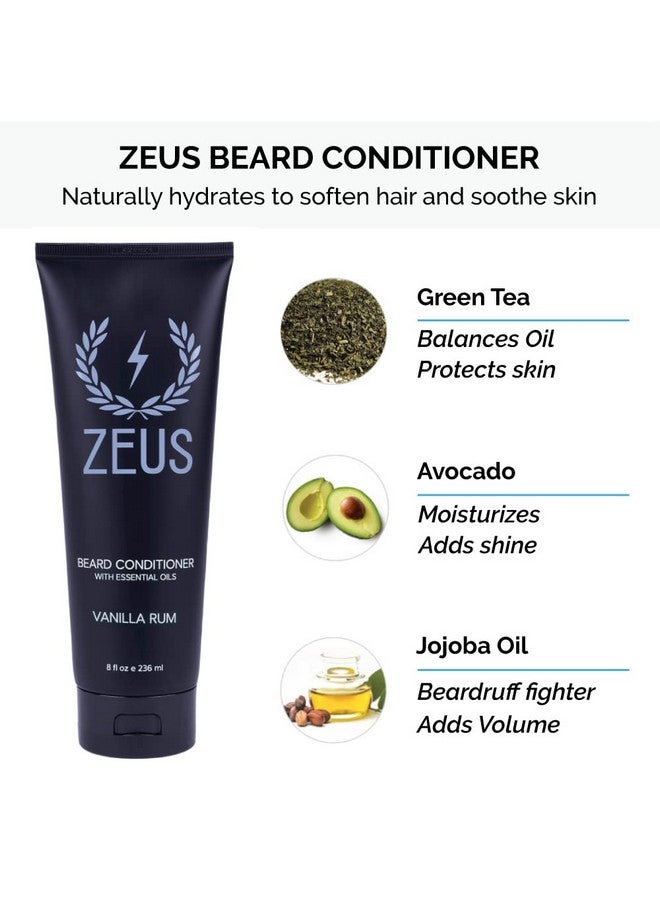 زيوس مجموعة العناية اليومية باللحية - غسول طبيعي للحية وزيت لحية مكرر وبلسم مرطب للحية - صنع في الولايات المتحدة (روم الفانيليا) - Image 2