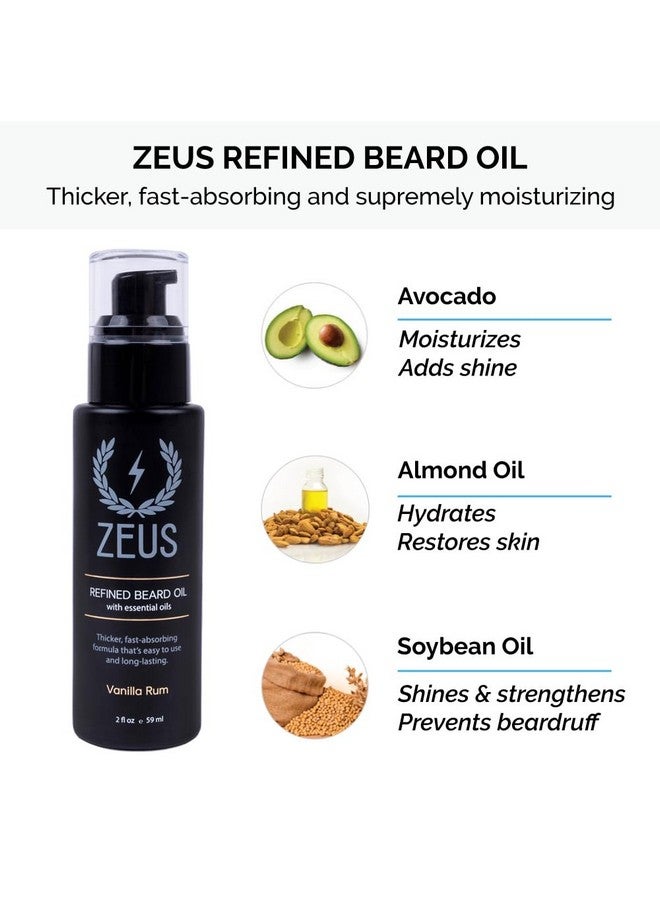 زيوس مجموعة العناية اليومية باللحية - غسول طبيعي للحية وزيت لحية مكرر وبلسم مرطب للحية - صنع في الولايات المتحدة (روم الفانيليا) - Image 3