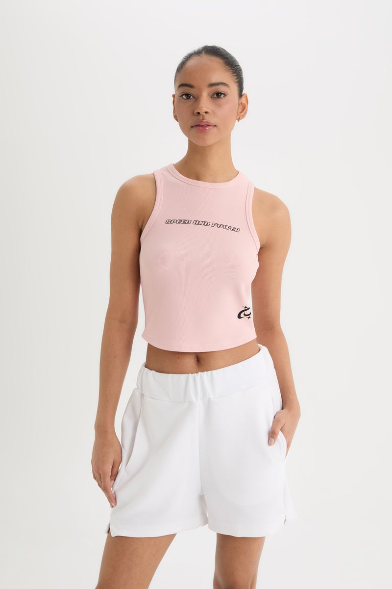 DeFacto Woman DeFactoFit Printed Crew Neck Sports Crop Tank Top  - Image 4