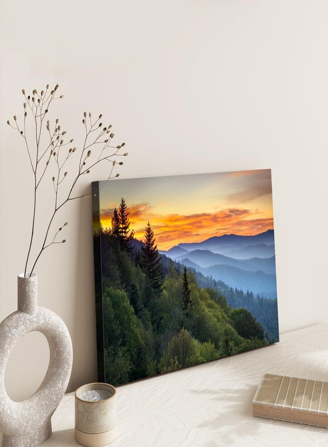 sunfrower Nature Wall Art Sunrise Great Smoky Mountain Picture for Living Room Blue Ridge Photo Prints Bedroom Decor National Park Poster Forest Landscape Canvas Painting Framed Artwork Home Decorations 12x16" - Image 5