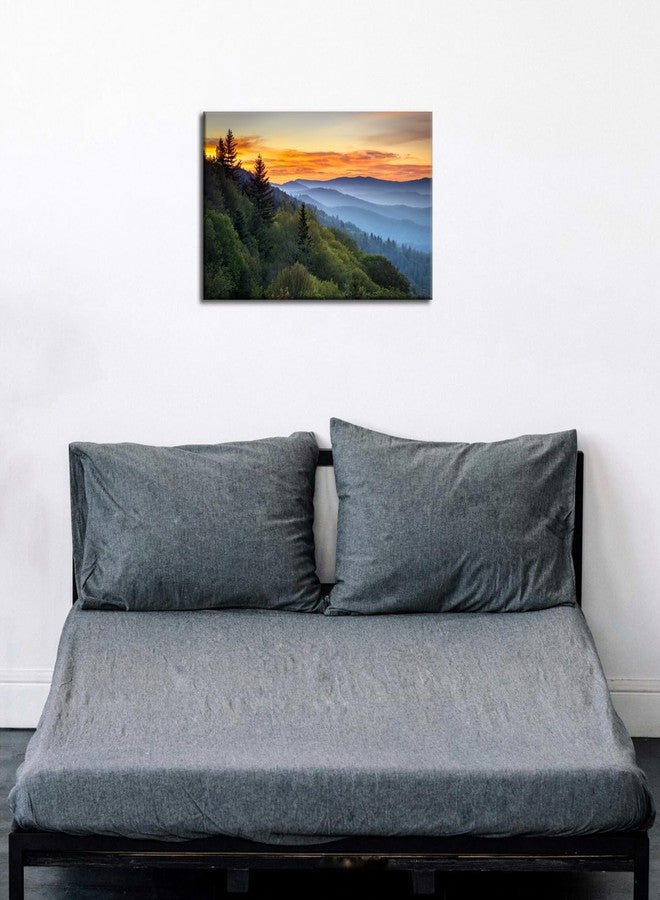 sunfrower Nature Wall Art Sunrise Great Smoky Mountain Picture for Living Room Blue Ridge Photo Prints Bedroom Decor National Park Poster Forest Landscape Canvas Painting Framed Artwork Home Decorations 12x16" - Image 4