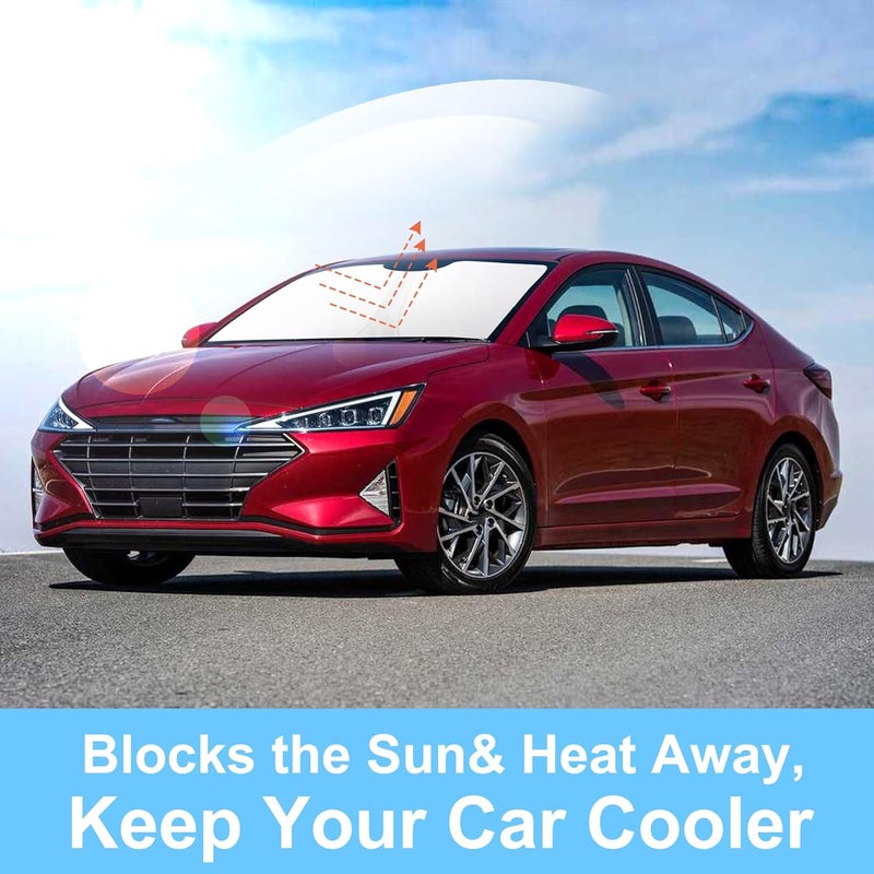 TINGLU - Sunshade for Hyundai Elantra 2017-2020 Accessories Windshield Window UV Protection with Steering Wheel Storage Bag - Image 5