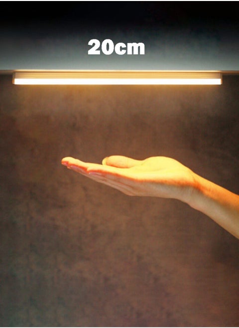 Under Cabinet Lights，3 Adjustable Modes,Rechargeable Intelligent Sensor Light,Wireless Night Lights for Drawer,Wardrobe,Kitchen,Hallway (20cm/Warm Light)