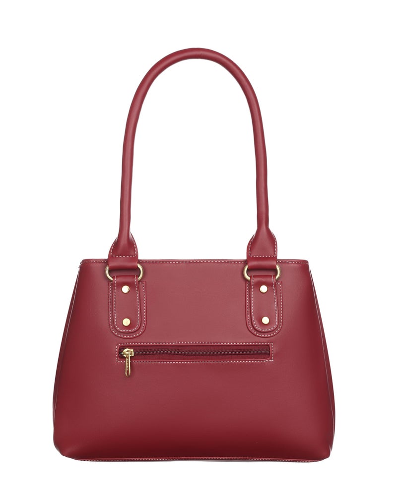 Fostelo Women's Gisele Satchel Tote Handbag for Women | Ladies Purse | Stylish Shoulder Bag | Gift For Women | Maroon||Black - Image 3