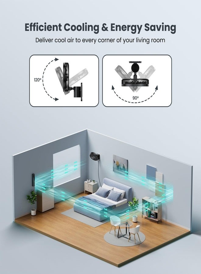 مروحة جدارية صغيرة من ليمويستار مقاس 8 بوصات، مناسبة للمركبات الترفيهية، مزودة بجهاز تحكم عن بعد، دوران بزاوية 90 درجة، 4 سرعات، مؤقت، إمكانية تعديل الميل، سلك بطول 70 بوصة، هادئة، مثالية لغرفة النوم أو المكتب المنزلي أو المرآب. - Image 2