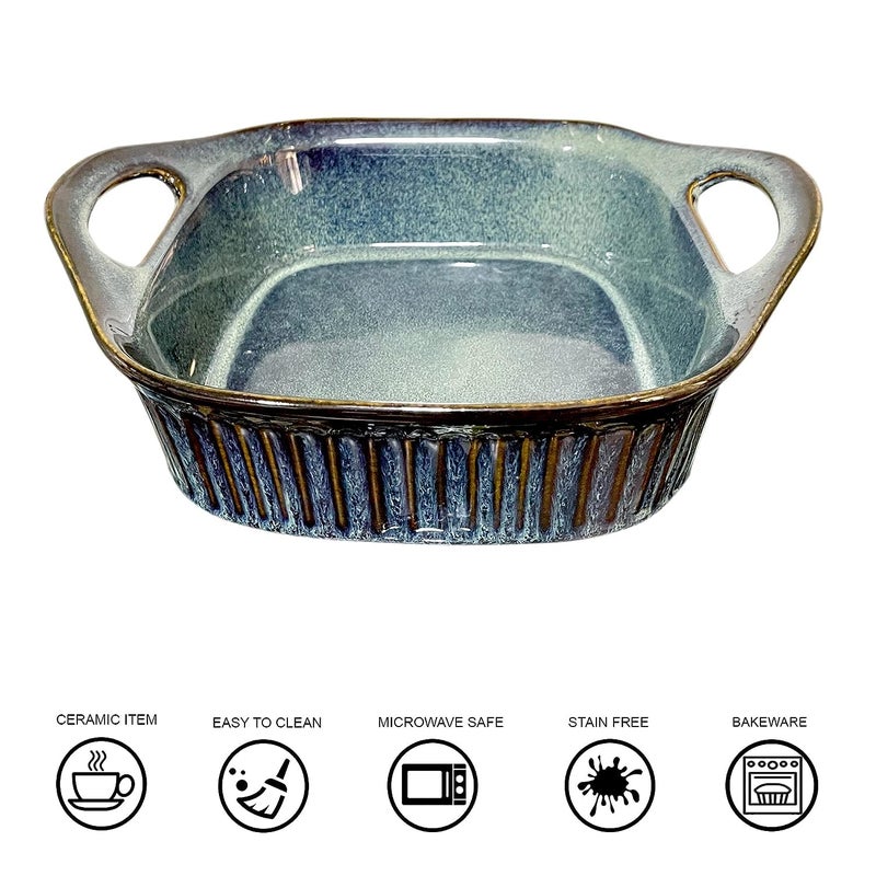 Lemon Tree Square Serving Dish Bowl Bakeware with Handle 500ml Serving Dish Bowl for Kitchen and Dining Green - Image 5