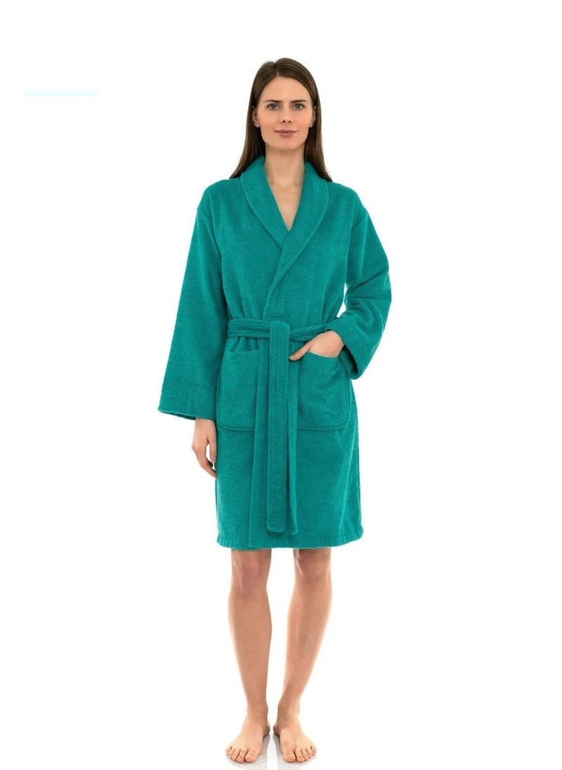 Blueberry Peacock Green Colour Unisex  Bathrobe Large Size Plush And Absorbent Cloth  - Image 1