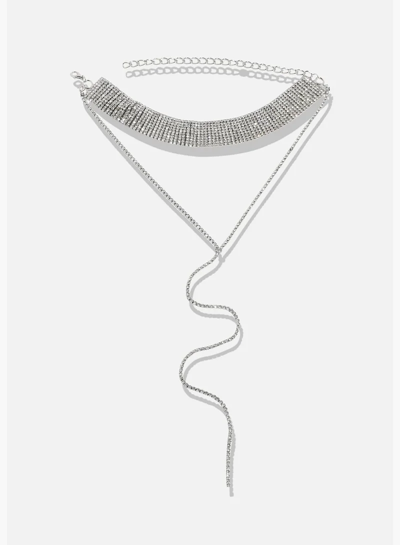 SOHI Silver Plated Designer Stone Party Wear Necklace For Women