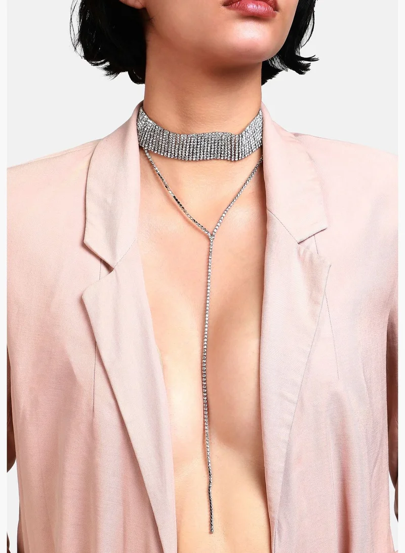 SOHI Silver Plated Designer Stone Party Wear Necklace For Women