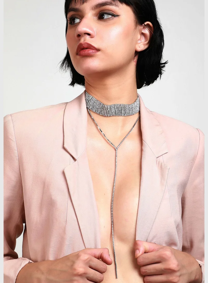 SOHI Silver Plated Designer Stone Party Wear Necklace For Women
