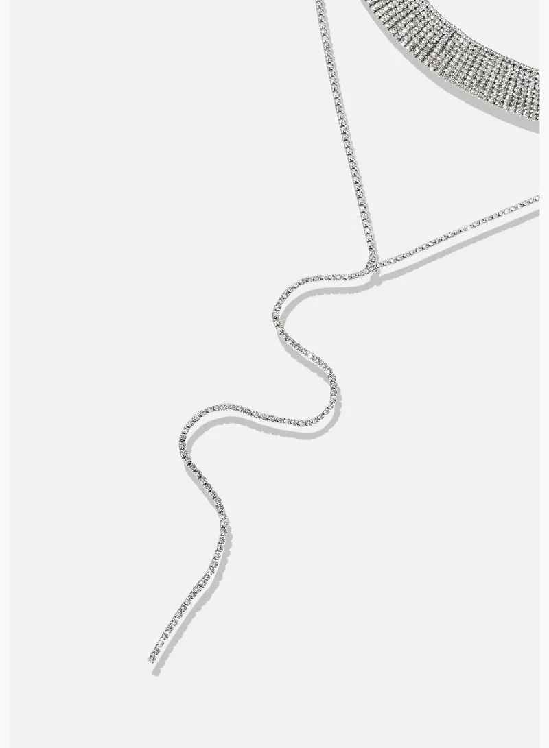 SOHI Silver Plated Designer Stone Party Wear Necklace For Women
