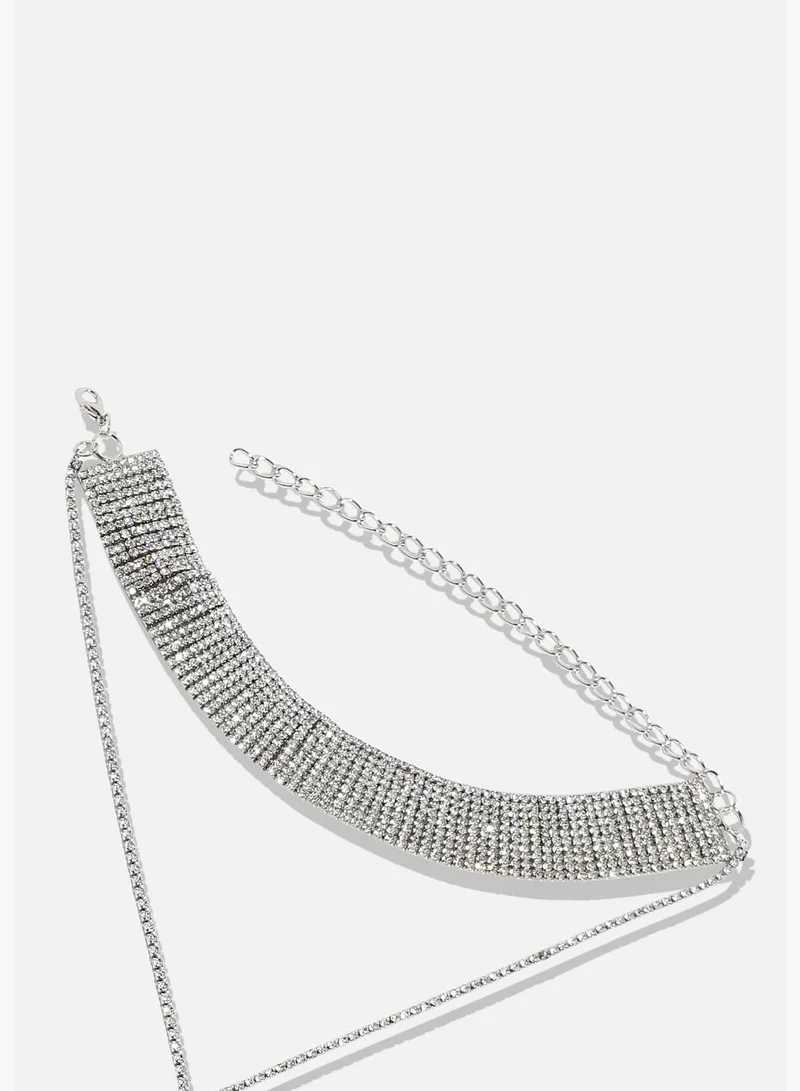 SOHI Silver Plated Designer Stone Party Wear Necklace For Women