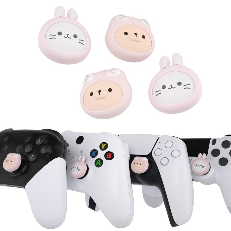 PlayVital Thumb Grip Caps for Xbox Series S/X, Xbox One, Elite Series 2 Controller, Cute Joystick Caps for ps5/EDGE/ps4, Thumbstick Cover for Switch 2 Pro/Switch Pro - Cosplaying Kitten & Puppy - Image 3