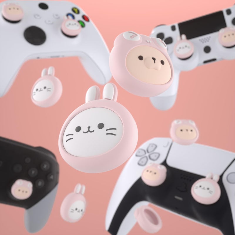 PlayVital Thumb Grip Caps for Xbox Series S/X, Xbox One, Elite Series 2 Controller, Cute Joystick Caps for ps5/EDGE/ps4, Thumbstick Cover for Switch 2 Pro/Switch Pro - Cosplaying Kitten & Puppy - Image 5