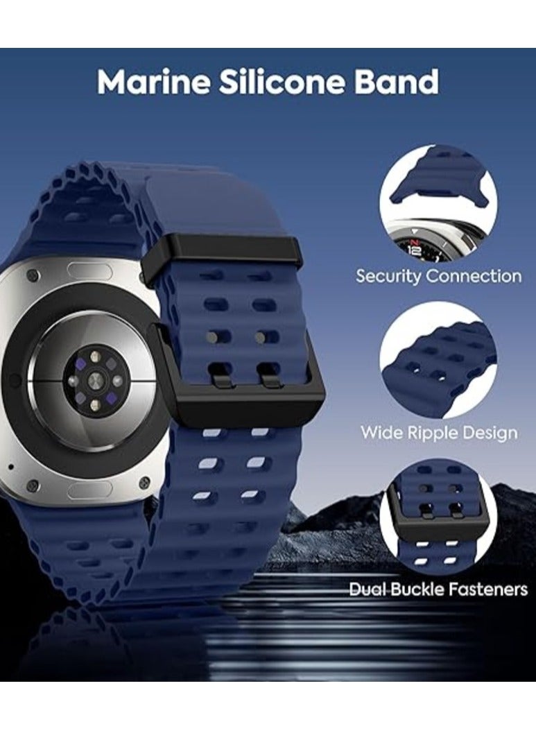Rugged Band Compatible with Samsung Galaxy Watch 7 Ultra Band 47mm, Soft Silicone Sport Waterproof Strap Marine Bands for Galaxy Watch Ultra 2024 for Men & Women