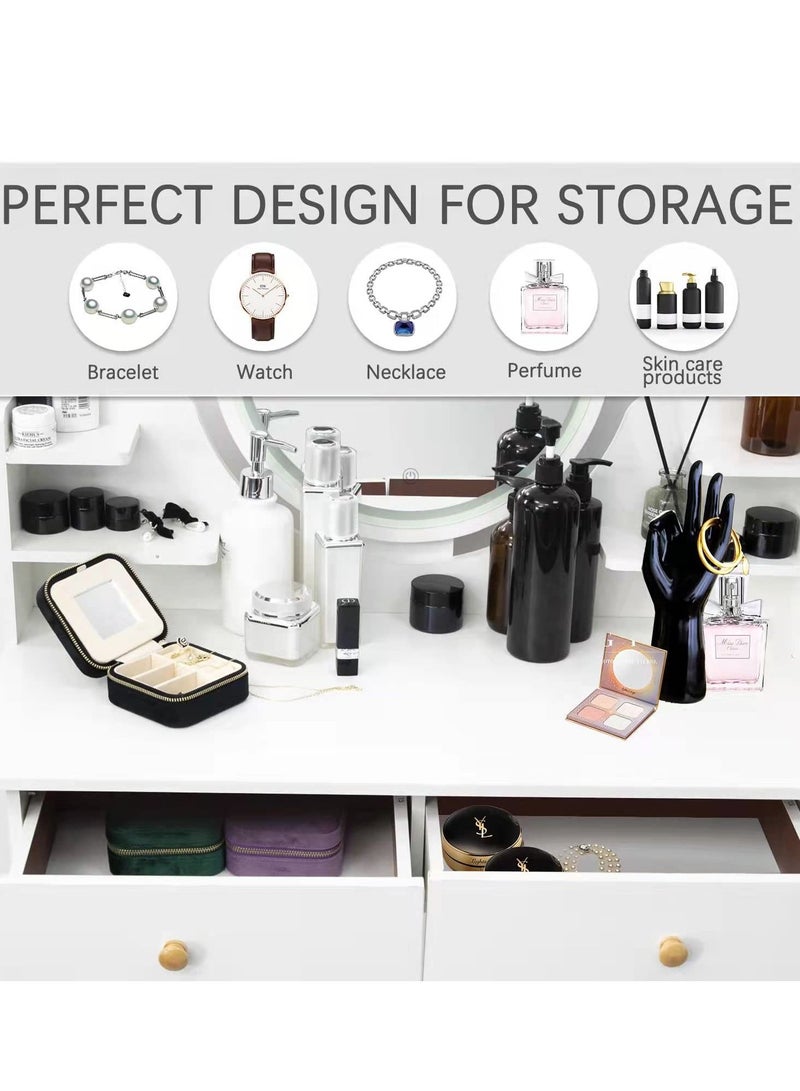Dresser With Mirror Vanities Table Make Up Organizer Drawers for Girls Women Bedroom Bathroom Small Space Dresser Desk 100*40*120cm