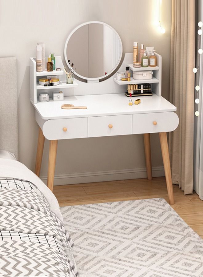 Dresser With Mirror Vanities Table Make Up Organizer Drawers for Girls Women Bedroom Bathroom Small Space Dresser Desk 100*40*120cm