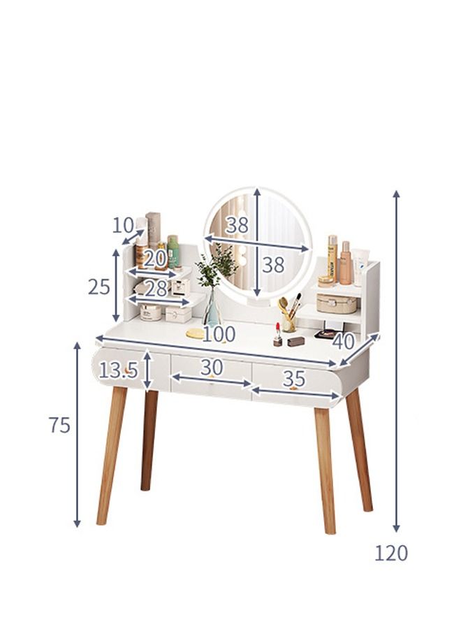 Dresser With Mirror Vanities Table Make Up Organizer Drawers for Girls Women Bedroom Bathroom Small Space Dresser Desk 100*40*120cm