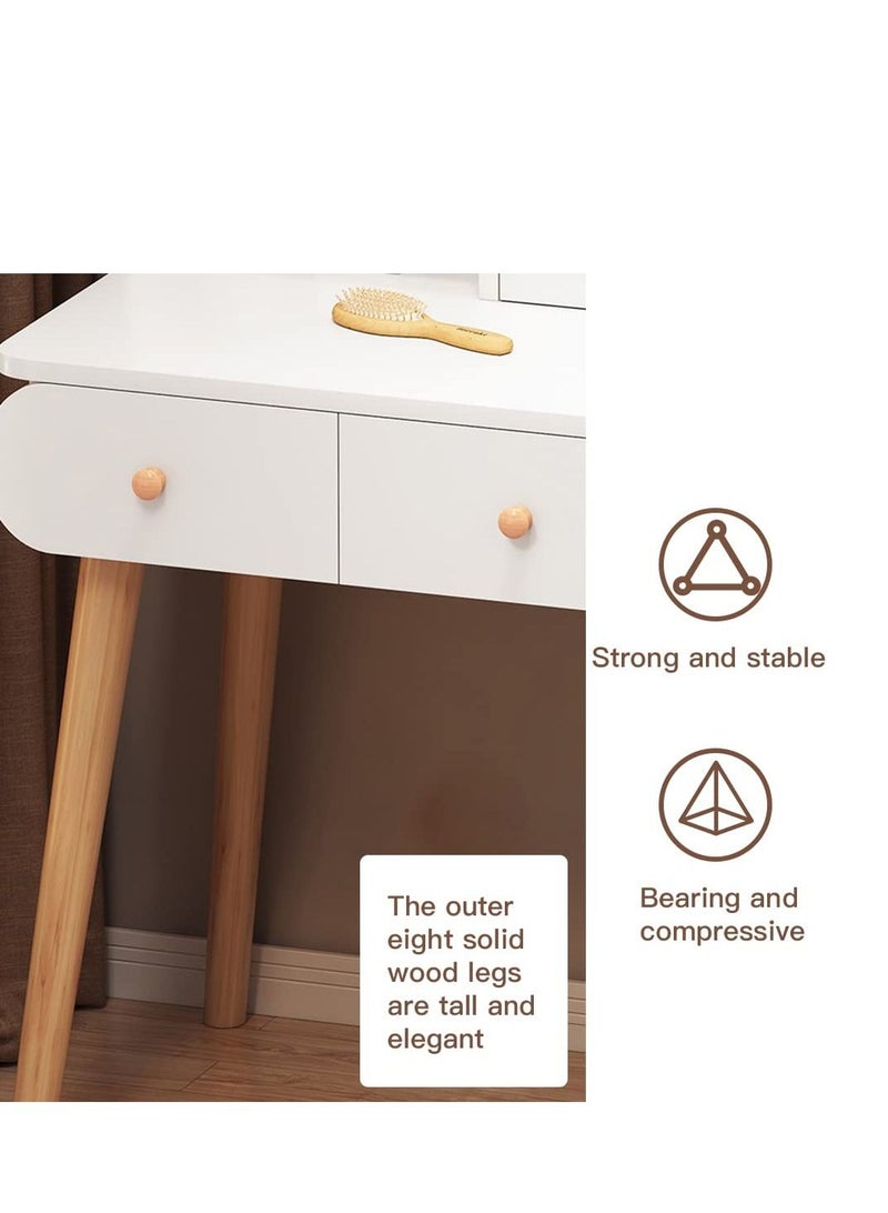 Dresser With Mirror Vanities Table Make Up Organizer Drawers for Girls Women Bedroom Bathroom Small Space Dresser Desk 100*40*120cm