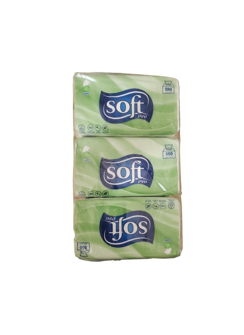 سوفت - مناديل سوفت برو 550 منديل  - عبوة من 3 قطع - Image 1