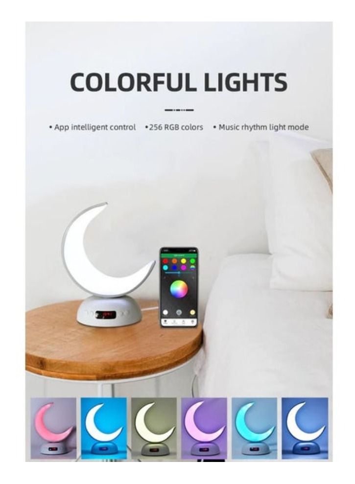 Arabic Quran Speaker LED Moon Light Colorful Lamp Azan Alarm Clock - Image 4