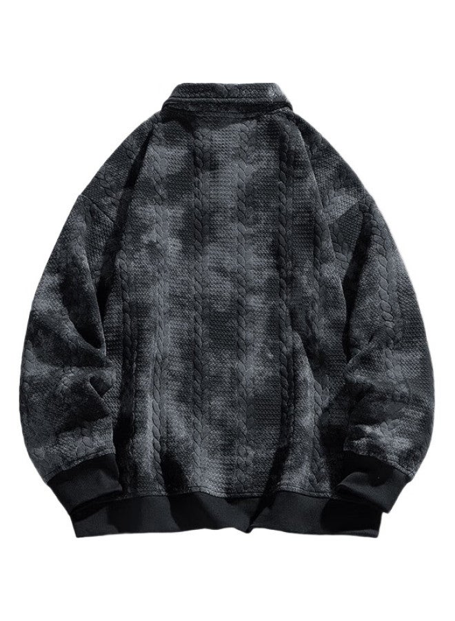 POUM American Style Heavyweight Streetwear Men'S Spring And Autumn Winter Casual Loose Couple Long Sleeve 8908 Black Xl - Image 3