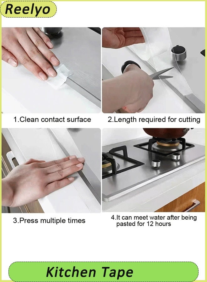 Reelyo 3CM*3M Caulk Tape Clear  Waterproof, Self Adhesive, Anti-Grease, PMMA Sealing Caulking Strip for Kitchen Sink Bathtub Bathroom Shower Toilet - Image 4