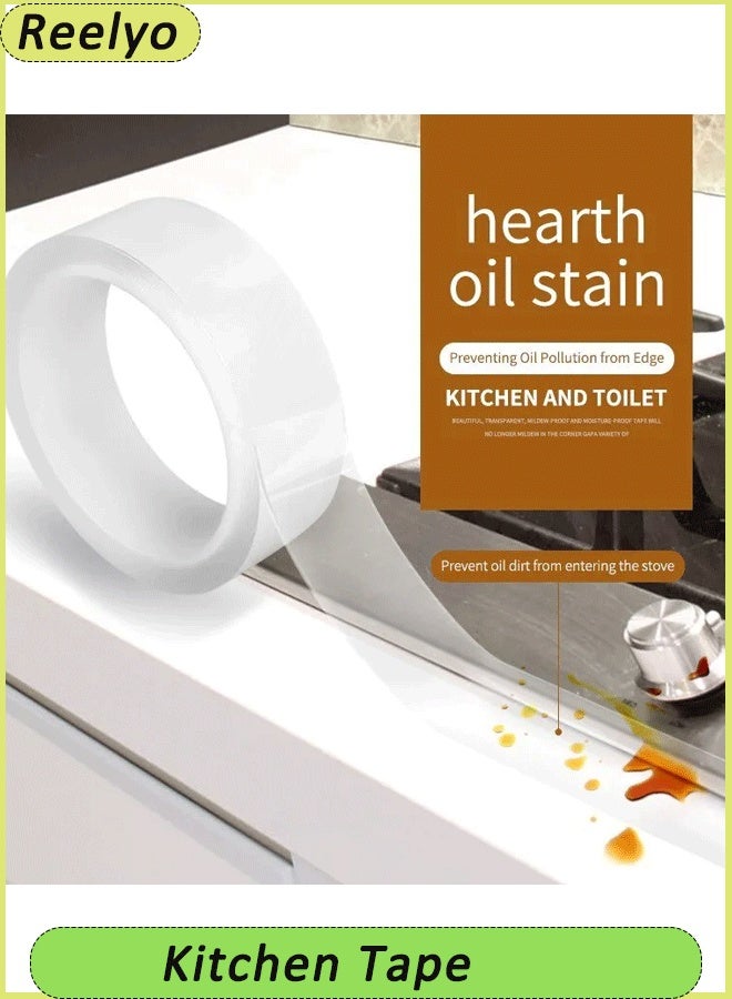 Reelyo 3CM*3M Caulk Tape Clear  Waterproof, Self Adhesive, Anti-Grease, PMMA Sealing Caulking Strip for Kitchen Sink Bathtub Bathroom Shower Toilet - Image 5