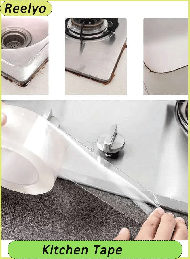 Reelyo 3CM*3M Caulk Tape Clear  Waterproof, Self Adhesive, Anti-Grease, PMMA Sealing Caulking Strip for Kitchen Sink Bathtub Bathroom Shower Toilet - Image 2