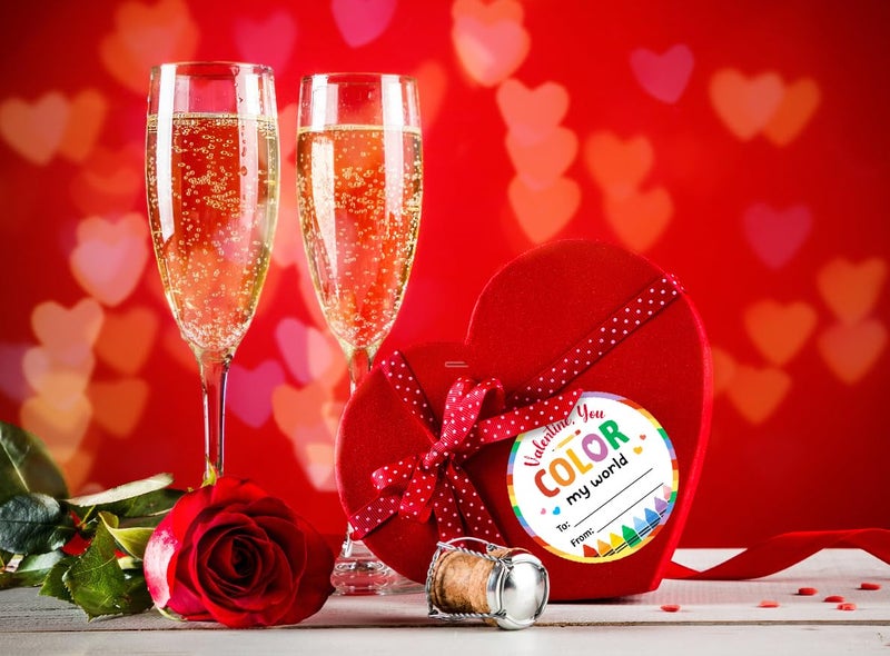 HEYINSHEN Valentine's Day Gift Stickers 60Pcs Valentine's Day Gift Tags Sticker Valentine You Color My World Stickers for Kids Label for Letters Sealing Gifts Wrapping Signature Decoration Party Favor - Image 4